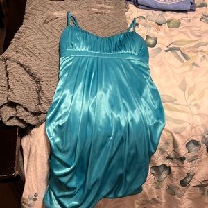 Blue silk mini dress
